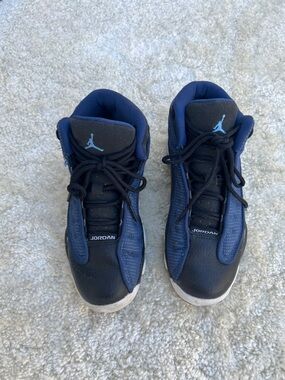 Jordan Kids Navy Black and Light Blue Sneakers